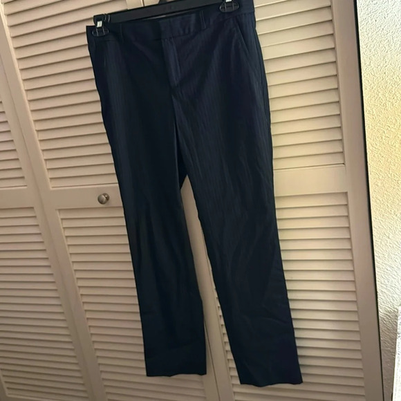 Banana Republic Pants - Banana Republic Plaid Striped Black Straight Leg Trousers Size 4 EUC
